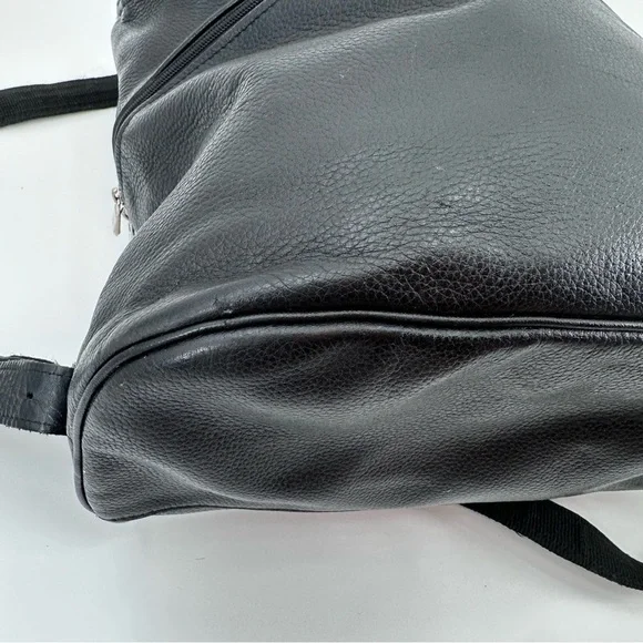Longchamp Black Leather Le Foulonné Backpack Bag - Picture 8 of 11